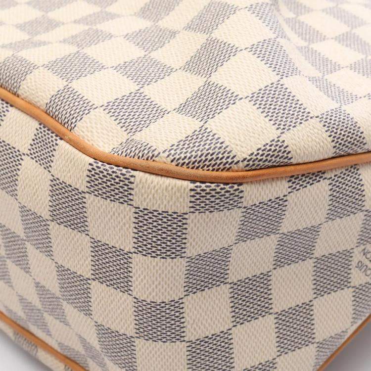 Pre Owned Louis Vuitton Siracusa MM White Damier Azur Shoulder Bag 