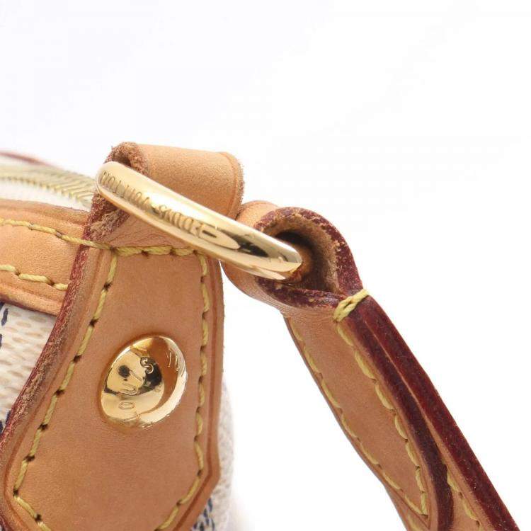Pre Owned Louis Vuitton Siracusa MM White Damier Azur Shoulder Bag 