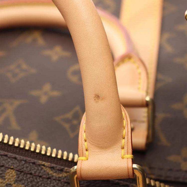 Pre Owned Louis Vuitton Keepall 55 Brown Monogram Leather Travel Bag 