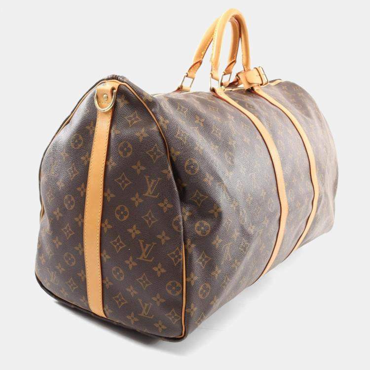 Pre Owned Louis Vuitton Keepall Bandouriere 60 Monogram Travel Bag 