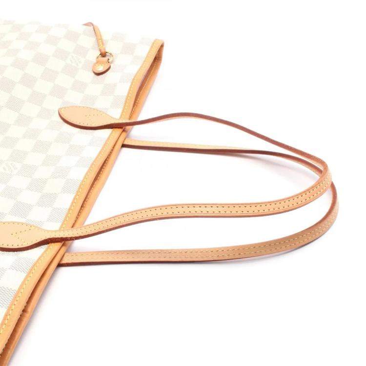 Pre Owned  Louis Vuitton  Neverfull MM White Damier Azur Canvas Tote Bag