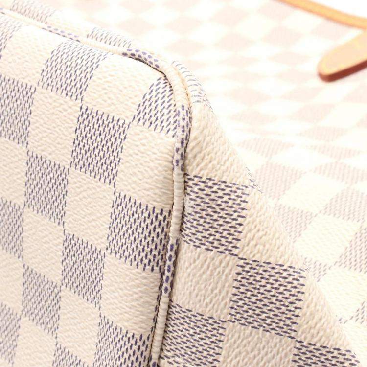 Pre Owned  Louis Vuitton  Neverfull MM White Damier Azur Canvas Tote Bag