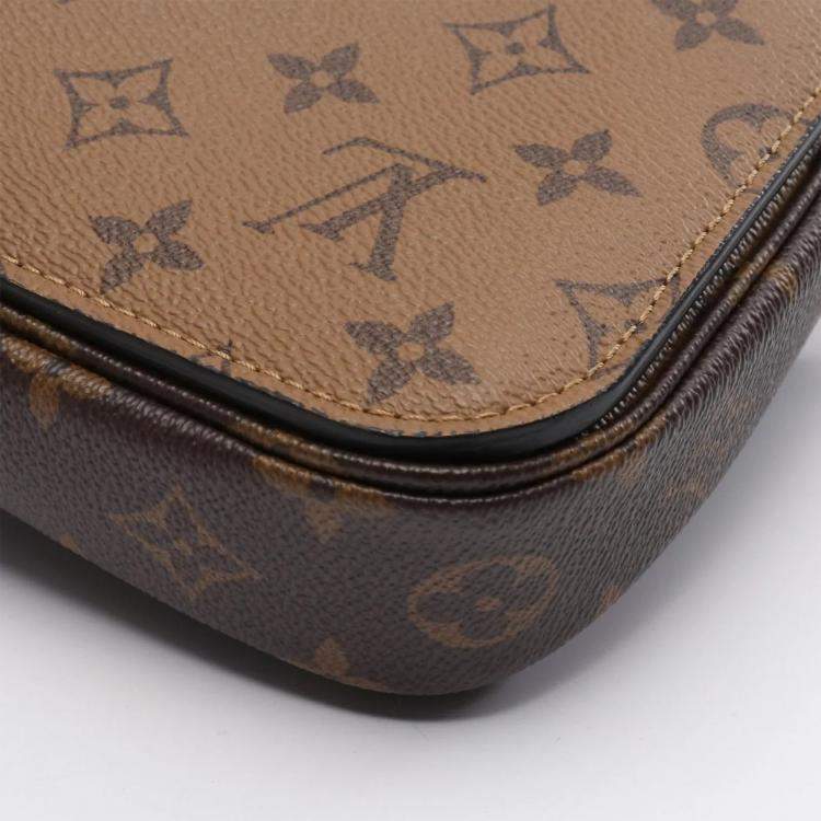 Pre Owned Louis Vuitton Pochette Metis MM Brown Monogram Reverse Crossbody Bag 