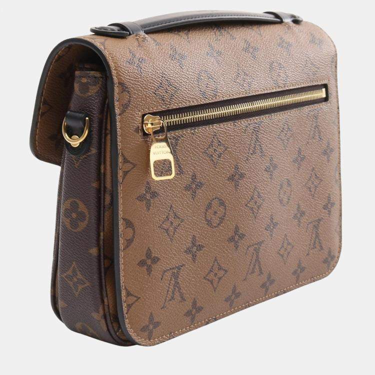 Pre Owned Louis Vuitton Pochette Metis MM Brown Monogram Reverse Crossbody Bag 