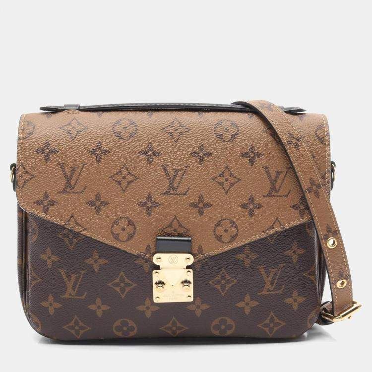 Pre Owned Louis Vuitton Pochette Metis MM Brown Monogram Reverse Crossbody Bag 