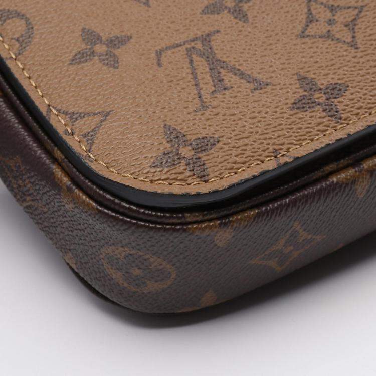 Pre Owned Louis Vuitton Pochette Metis MM Brown Monogram Reverse Crossbody Bag 