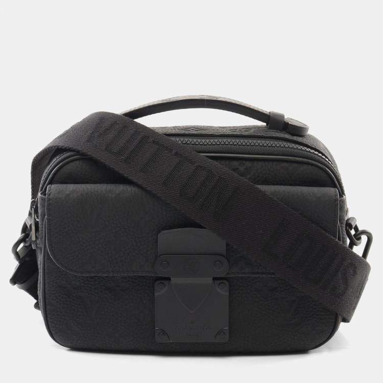 Pre Owned Louis Vuitton Taurillon Noir Leather S Lock Crossbody Bag