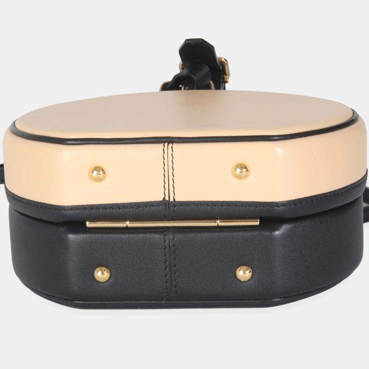 Pre Owned Louis Vuitton Black Beige Calfskin Petite Boite Chapeau bag