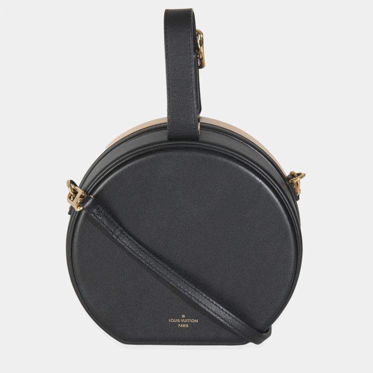Pre Owned Louis Vuitton Black Beige Calfskin Petite Boite Chapeau bag