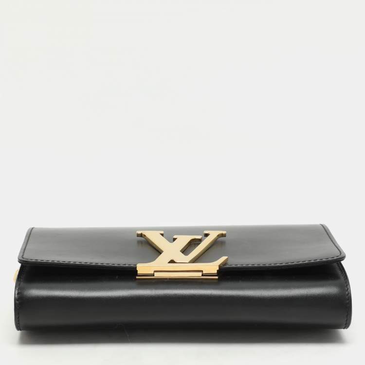 Pre Owned Louis Vuitton Black Leather Chain Louise GM Bag