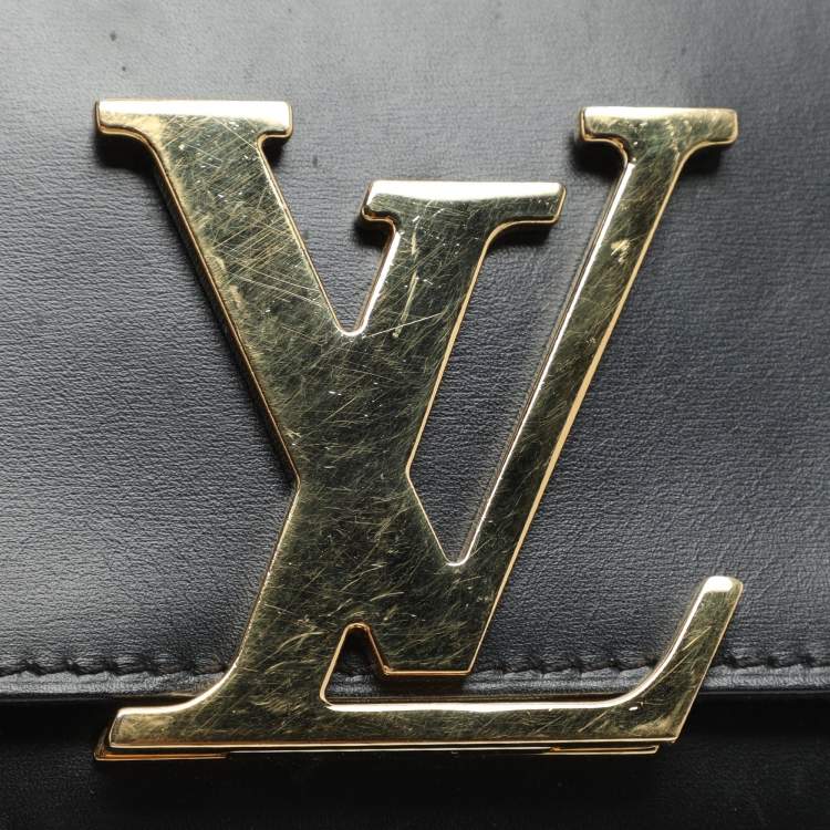 Pre Owned Louis Vuitton Black Leather Chain Louise GM Bag