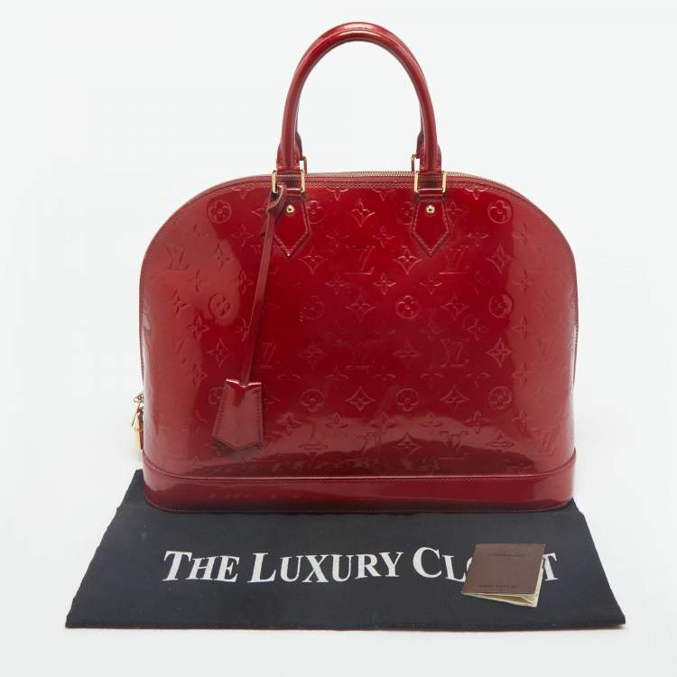 Pre Owned Louis Vuitton Pomme D’amour Monogram Vernis Alma GM Bag