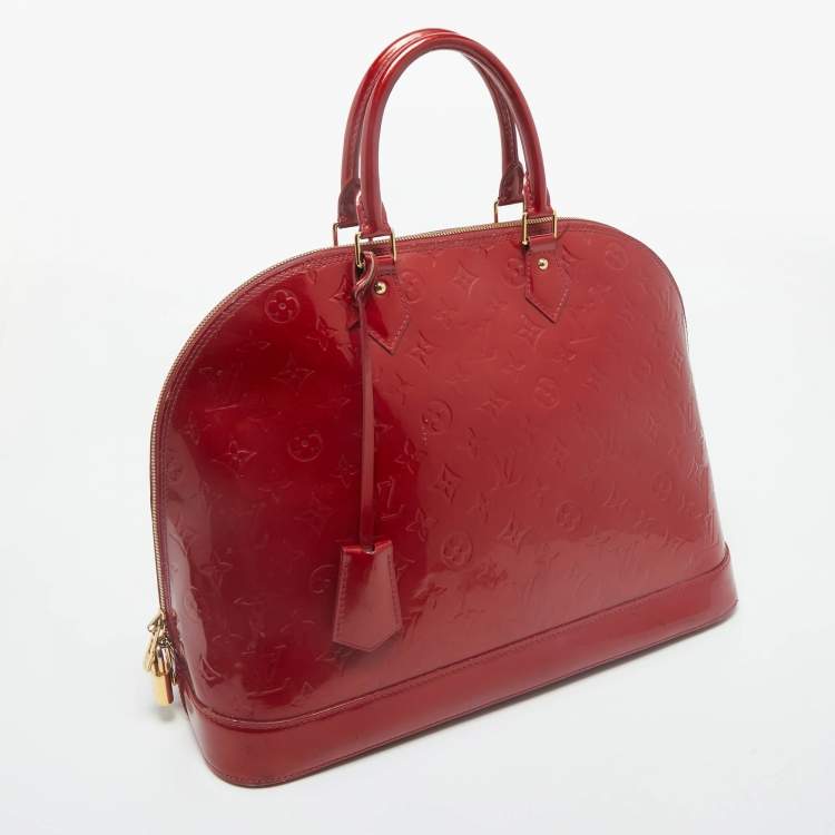 Pre Owned Louis Vuitton Pomme D’amour Monogram Vernis Alma GM Bag