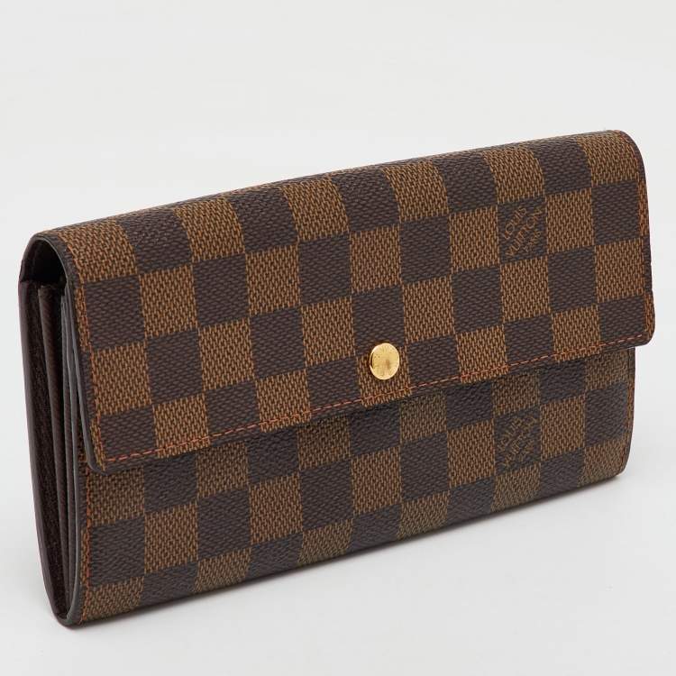 Pre Owned Louis Vuitton Damier Ebene Canvas Sarah Long Wallet