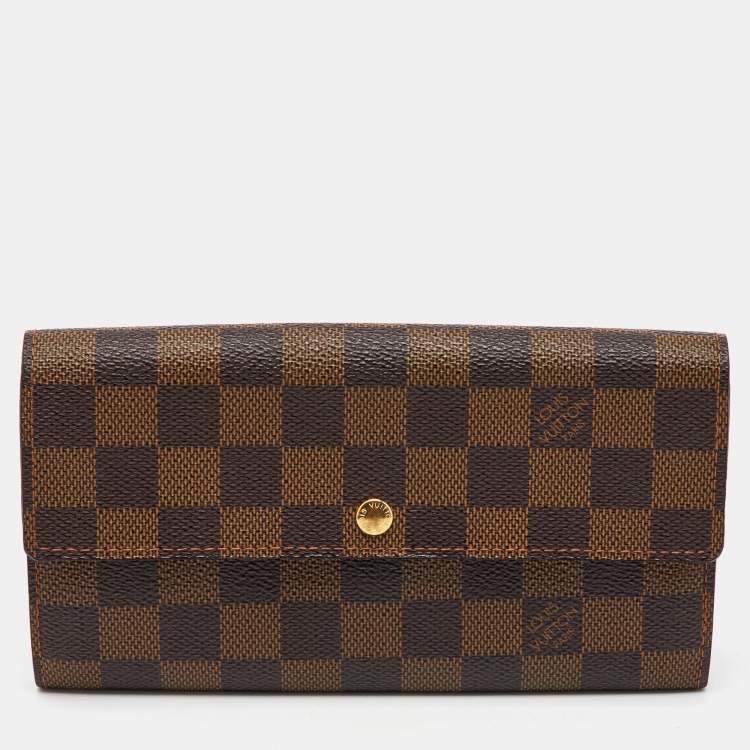 Pre Owned Louis Vuitton Damier Ebene Canvas Sarah Long Wallet