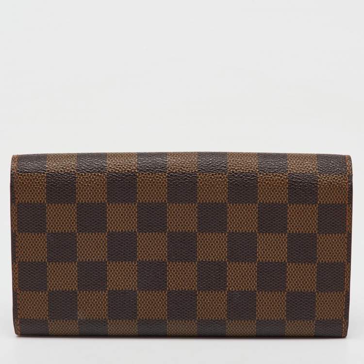 Pre Owned Louis Vuitton Damier Ebene Canvas Sarah Long Wallet