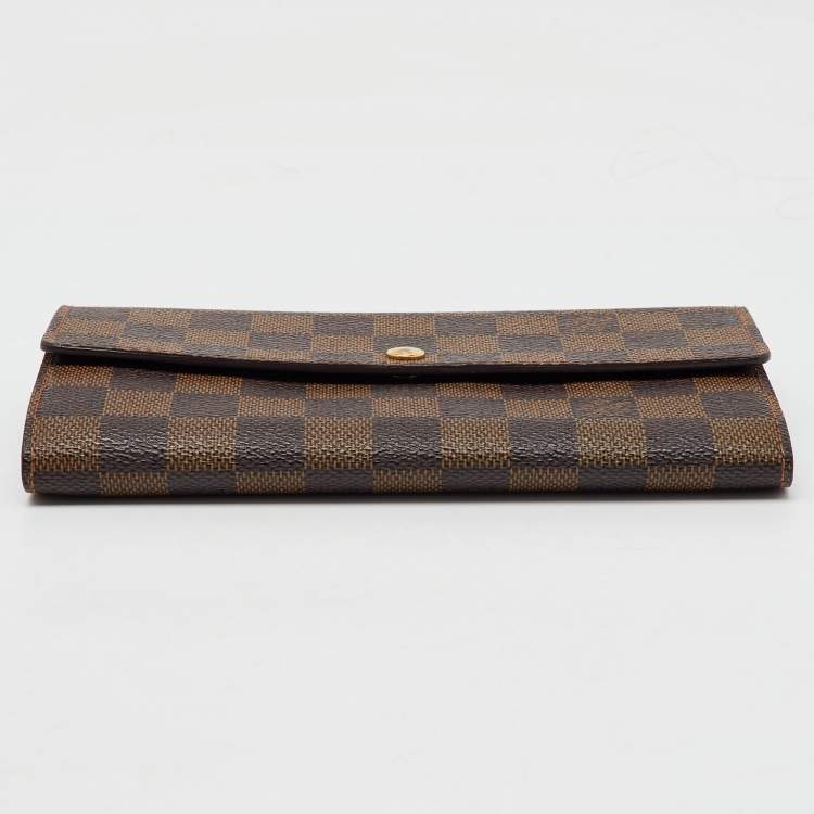 Pre Owned Louis Vuitton Damier Ebene Canvas Sarah Long Wallet