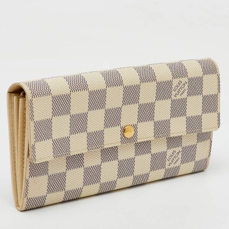 Pre Owned Louis Vuitton Damier Azur Canvas Sarah Long Wallet