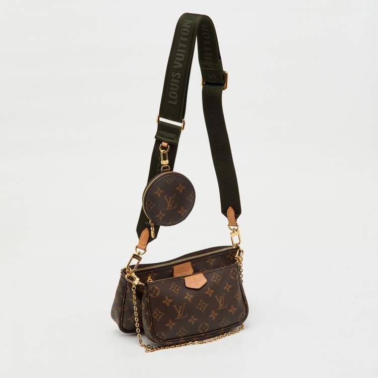 Pre Owned Louis Vuitton Khaki Green Monogram Canvas Multi Pochette Accessoires Bag