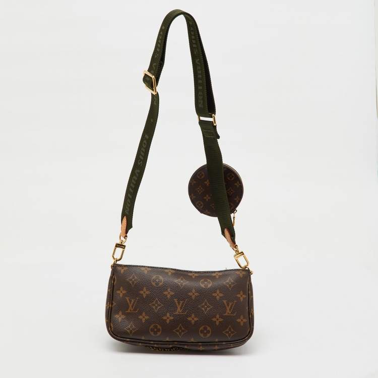 Pre Owned Louis Vuitton Khaki Green Monogram Canvas Multi Pochette Accessoires Bag