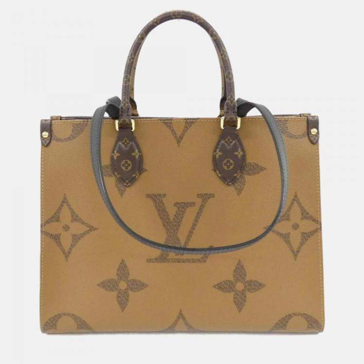 Pre Owned Louis Vuitton Onthego MM Brown Monogram Giant Canvas Tote Bag