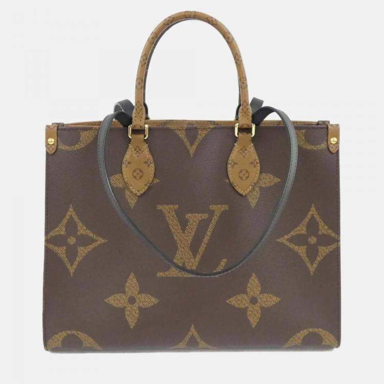 Pre Owned Louis Vuitton Onthego MM Brown Monogram Giant Canvas Tote Bag