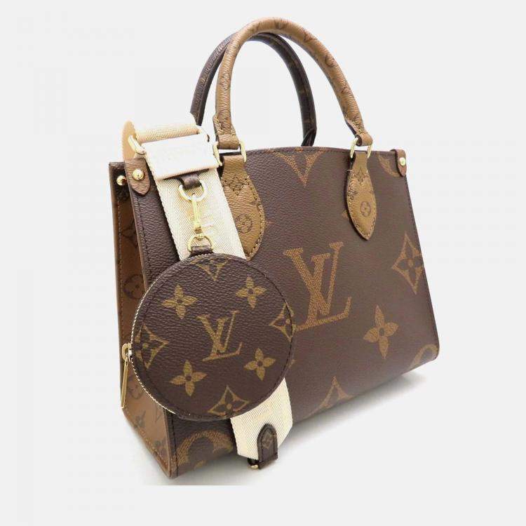 Pre Owned Louis Vuitton Onthego PM Brown Monogram Giant Reverse Canvas Tote Bag