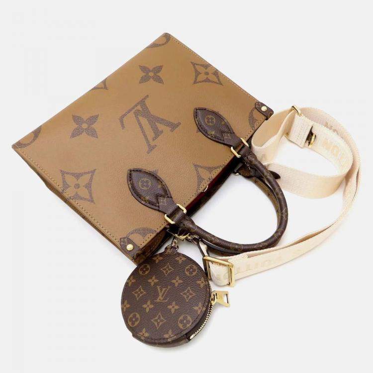 Pre Owned Louis Vuitton Onthego PM Brown Monogram Giant Reverse Canvas Tote Bag