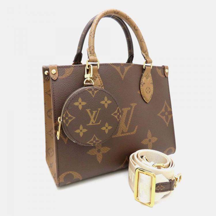 Pre Owned Louis Vuitton Onthego PM Brown Monogram Giant Reverse Canvas Tote Bag