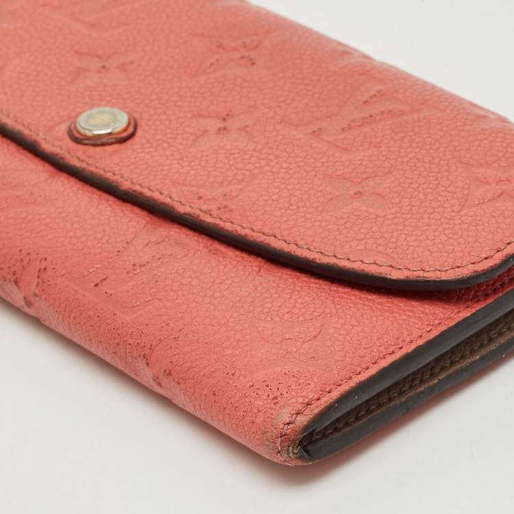 Pre Owned Louis Vuitton Pink Monogram Empreinte Leather Josephine Wallet