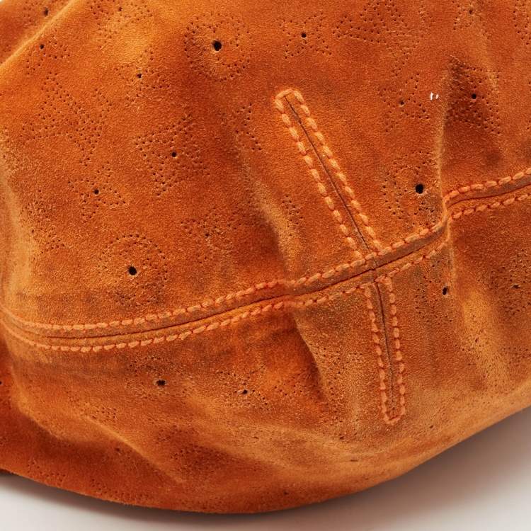 Pre Owned Louis Vuitton Orange Monogram Suede Onatah GM Bag