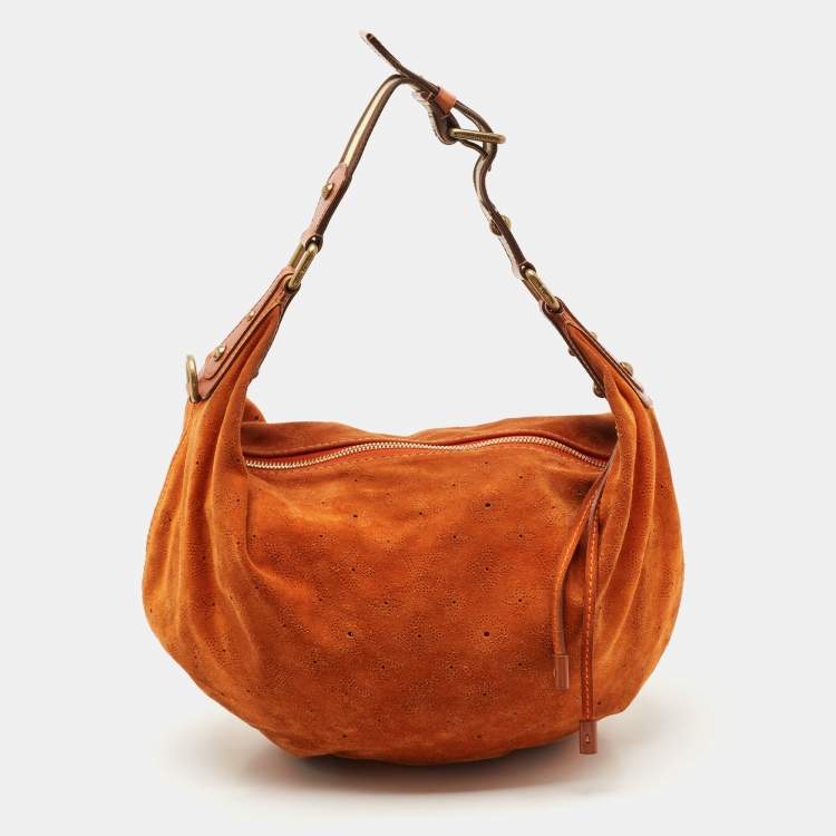 Pre Owned Louis Vuitton Orange Monogram Suede Onatah GM Bag
