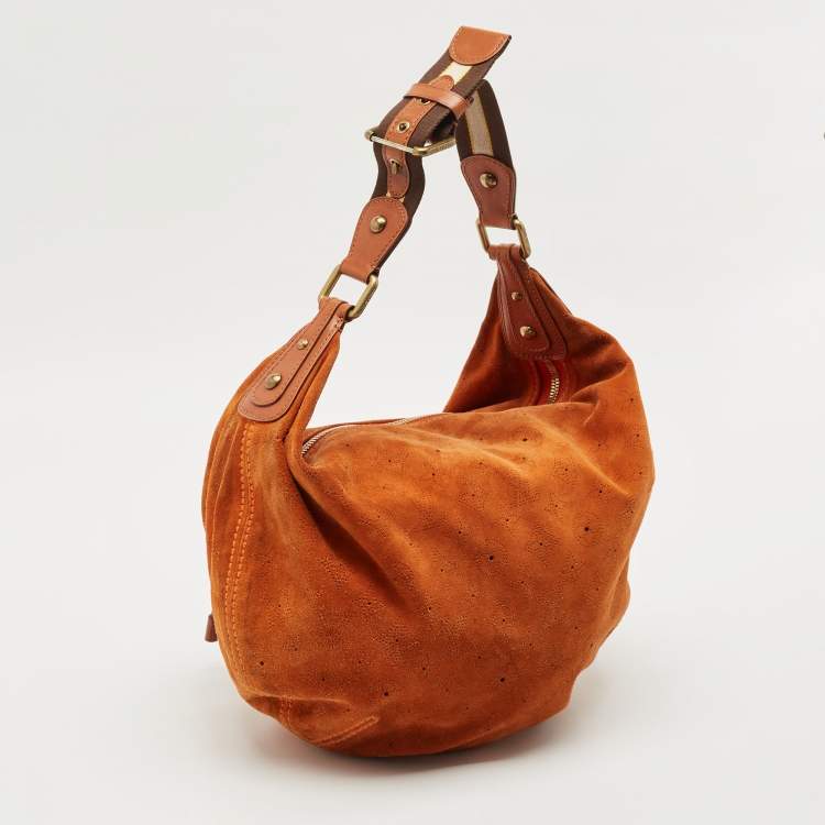 Pre Owned Louis Vuitton Orange Monogram Suede Onatah GM Bag