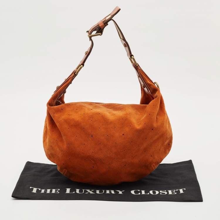 Pre Owned Louis Vuitton Orange Monogram Suede Onatah GM Bag