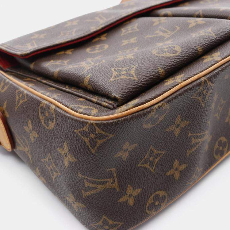 Pre Owned Louis Vuitton Vivacite GM Brown Monogram Canvas Shoulder Bag