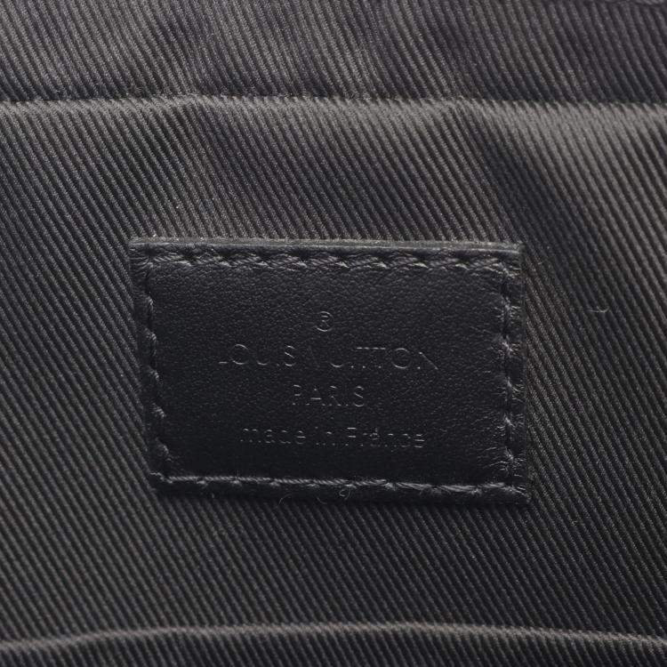 Pre Owned Louis Vuitton Duo Messenger Black Monogram Shadow Leather Crossbody Bag