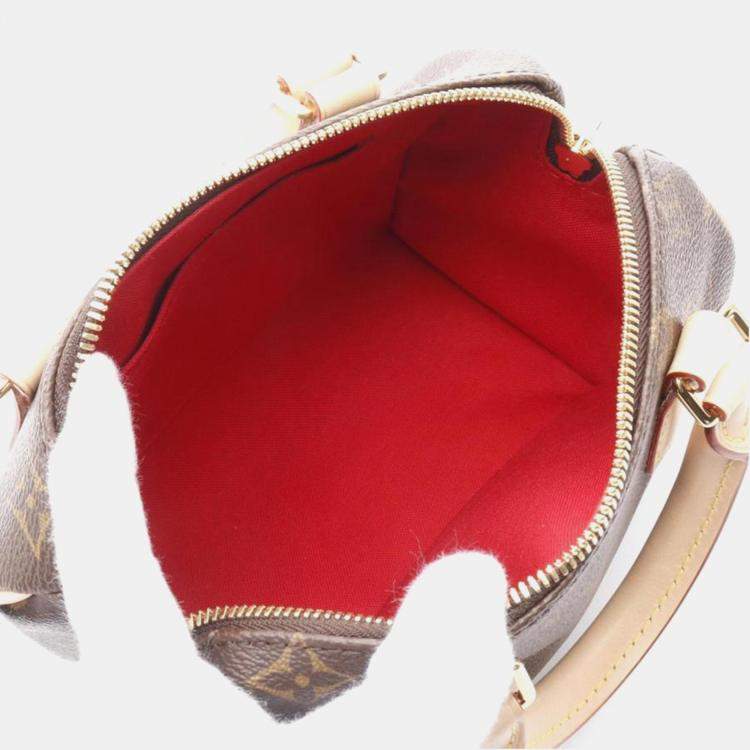 Pre Owned Louis Vuitton Speedy Bandouliere 20 Beige Monogram Canvas Top Handle Bag