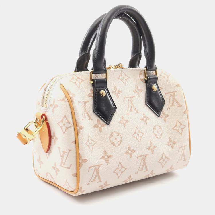 Pre Owned Louis Vuitton Speedy Bandouliere 20 Beige Monogram Canvas Top Handle Bag