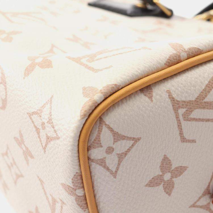 Pre Owned Louis Vuitton Speedy Bandouliere 20 Beige Monogram Canvas Top Handle Bag