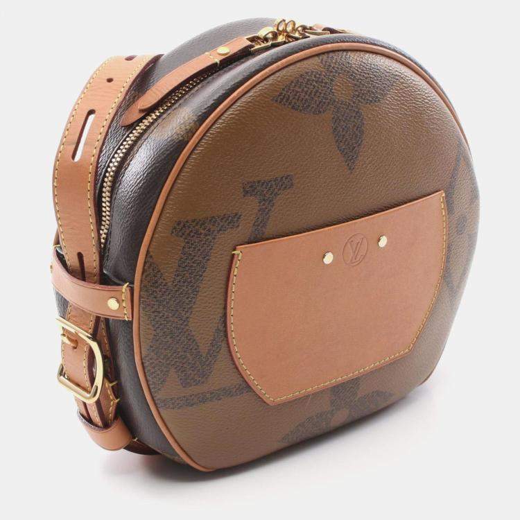 Pre Owned Louis Vuitton Boite Chapeau Souple Brown Coated Canvas Leather Shoulder Bag