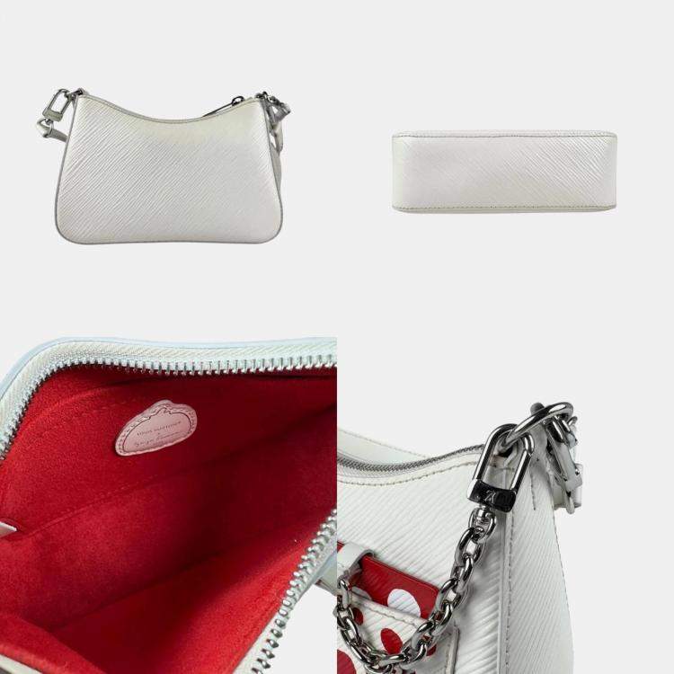 Pre Owned Louis Vuitton Marellini White Red Epi Leather Shoulder Bag