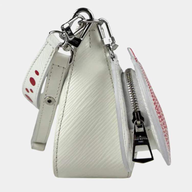 Pre Owned Louis Vuitton Marellini White Red Epi Leather Shoulder Bag