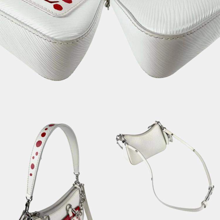 Pre Owned Louis Vuitton Marellini White Red Epi Leather Shoulder Bag
