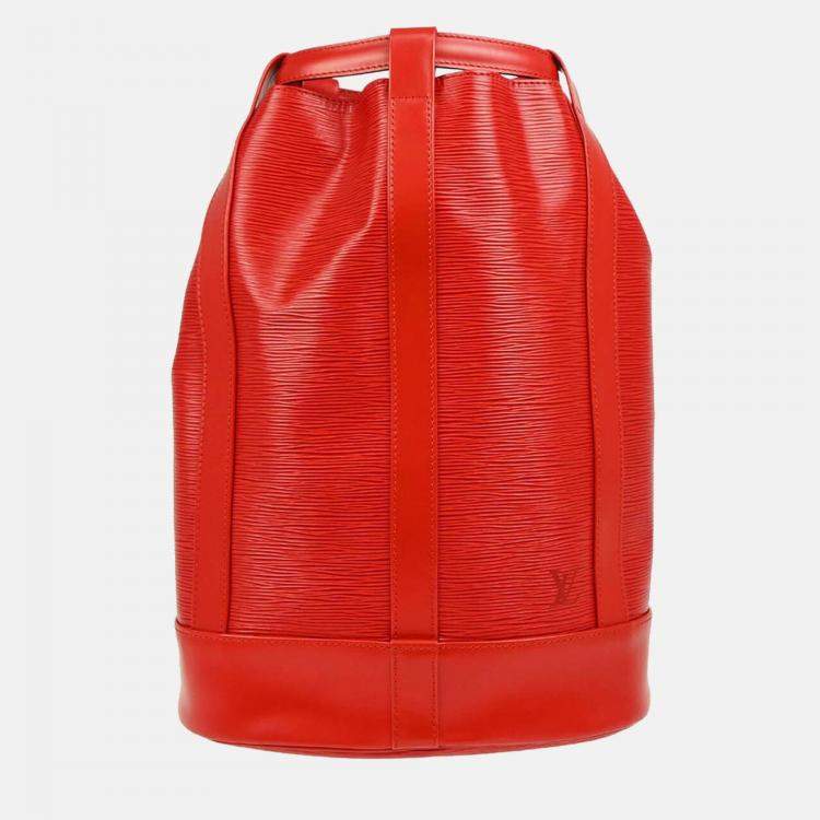 Pre Owned Louis Vuitton Red Epi Randonnee PM Bucket Shoulder Bag
