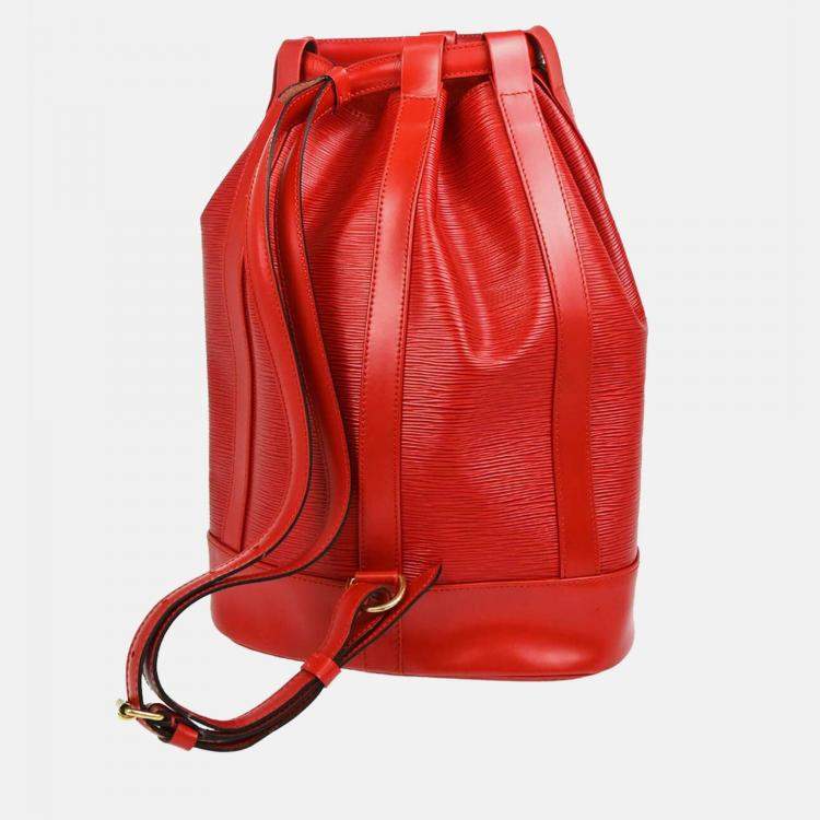 Pre Owned Louis Vuitton Red Epi Randonnee PM Bucket Shoulder Bag