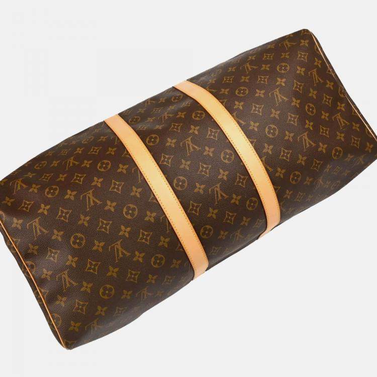 مملوكة مسبقًا Louis Vuitton Keepall 55 Brown Monogram Canvas Travel Bag