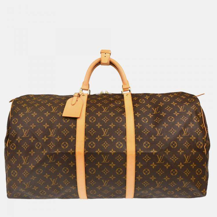 Pre Owned Louis Vuitton Keepall 60 Brown Monogram Canvas Travel Bag