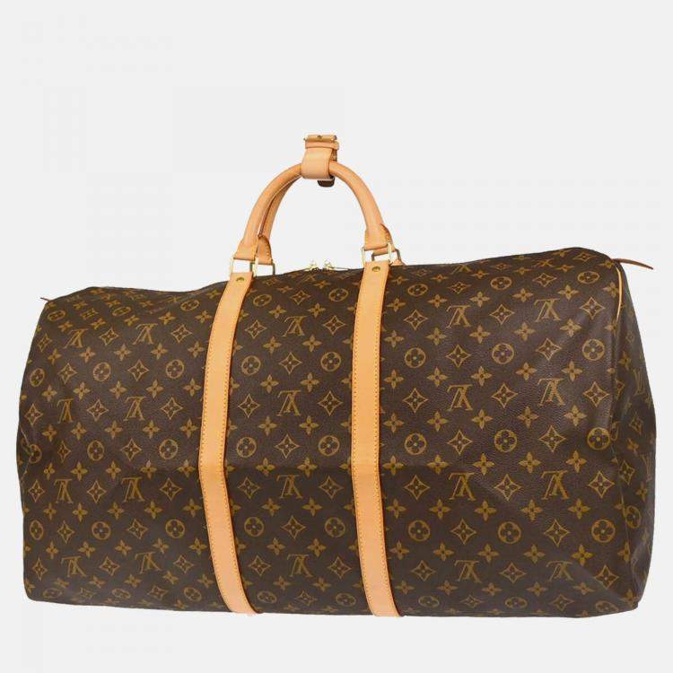 Pre Owned Louis Vuitton Keepall 60 Brown Monogram Canvas Travel Bag