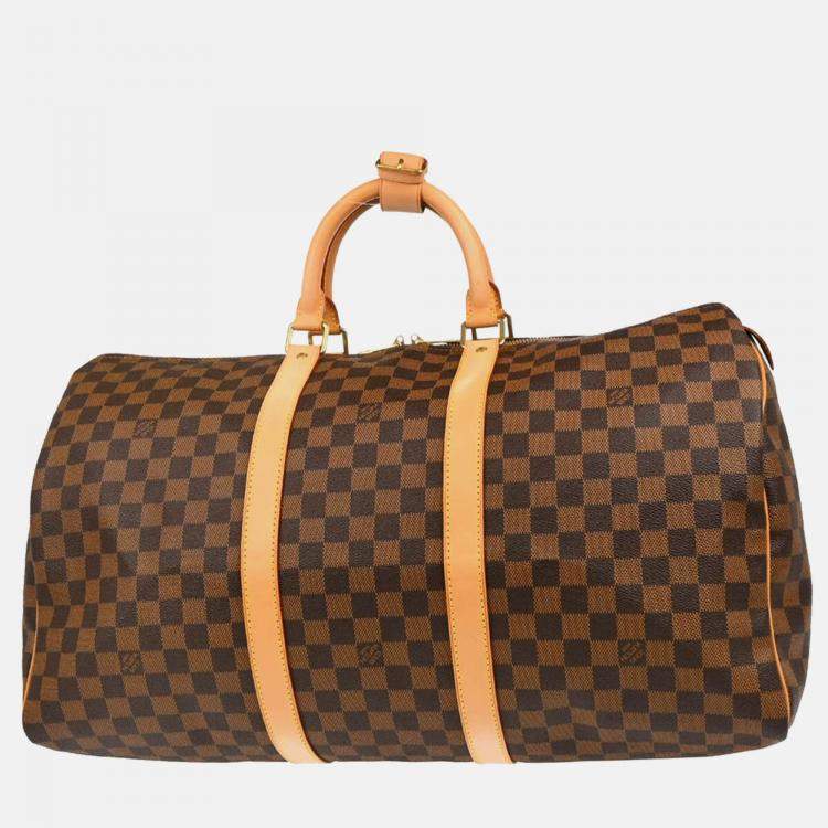 Pre Owned Louis Vuitton Keepall 50 Brown Damier Travel Bag