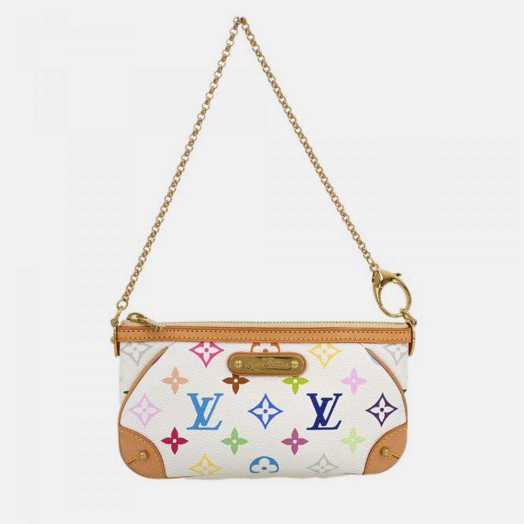 Pre Owned Louis Vuitton Pochette Milla White Multicolor Bag